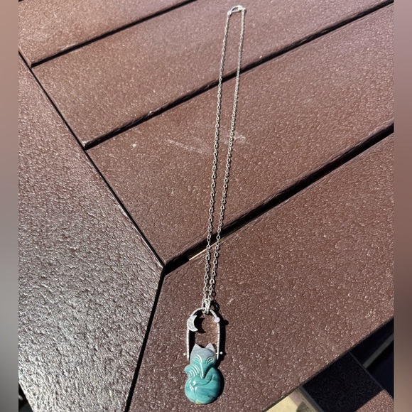 🦊 Trade for K!  Nightdreamer Jasper Swinging Fox and Opal Moon Pendant Necklace - Picture 9 of 16